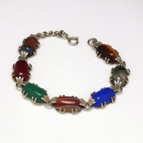 antique scottish silver and agate bracelet c1920 - CATEGORY: ANTIQUE JEWELLERY - DATED 1920