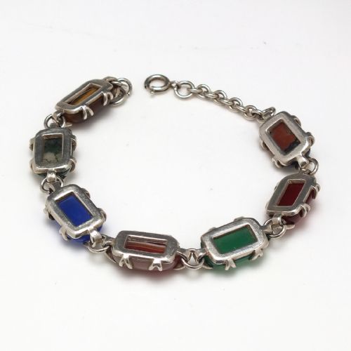 ANTIQUE SCOTTISH SILVER AND AGATE BRACELET C1920 - ADDITIONAL PHOTO 1