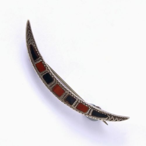 unusual antique celtic silver crescent moon pin 1922 - CATEGORY: ANTIQUE JEWELLERY - DATED 1920