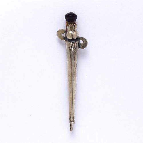 ANTIQUE SCOTTISH CELTIC SILVER DIRK GEMSTONE BROOCH C1920 - ADDITIONAL PHOTO 1