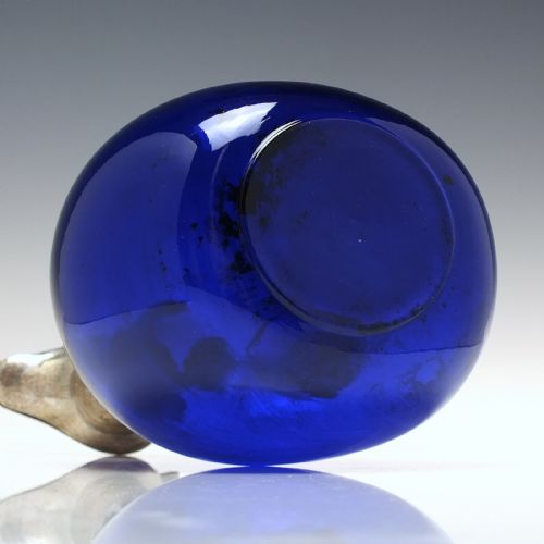 VICTORIAN BLUE GLASS FLAGON DECANTER WITH SILVER PLATED TOP 1860 - ADDITIONAL PHOTO 5