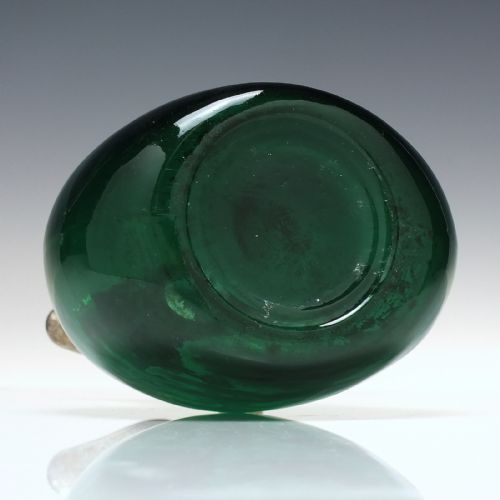 VICTORIAN GREEN GLASS FLAGON DECANTER WITH SILVER PLATED TOP 1860 - ADDITIONAL PHOTO 5