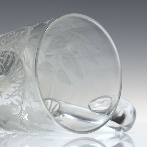 19TH CENTURY ENGRAVED GLASS TANKARD C1840 - ADDITIONAL PHOTO 4
