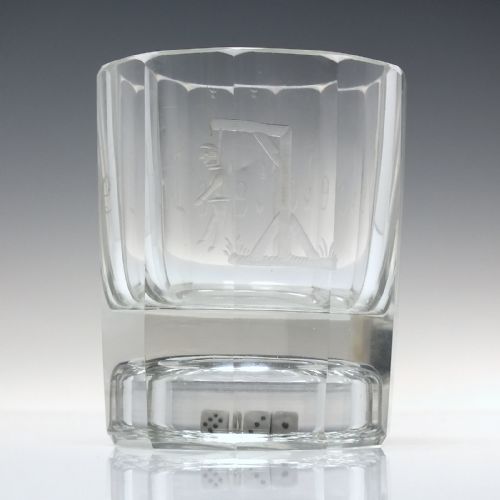 19th century last drop gambling dice whisky glass tumbler c1850 - CATEGORY: ANTIQUE GLASS - DATED 1850