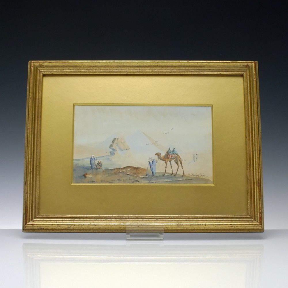Antique Egyptian Water Colour by M Preston c1920