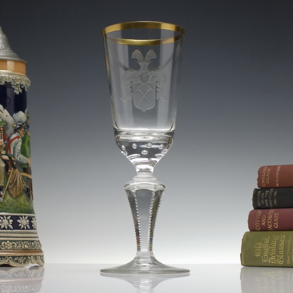 Large Engraved & Gilded Josephinenhutte Wine Goblet c1910
