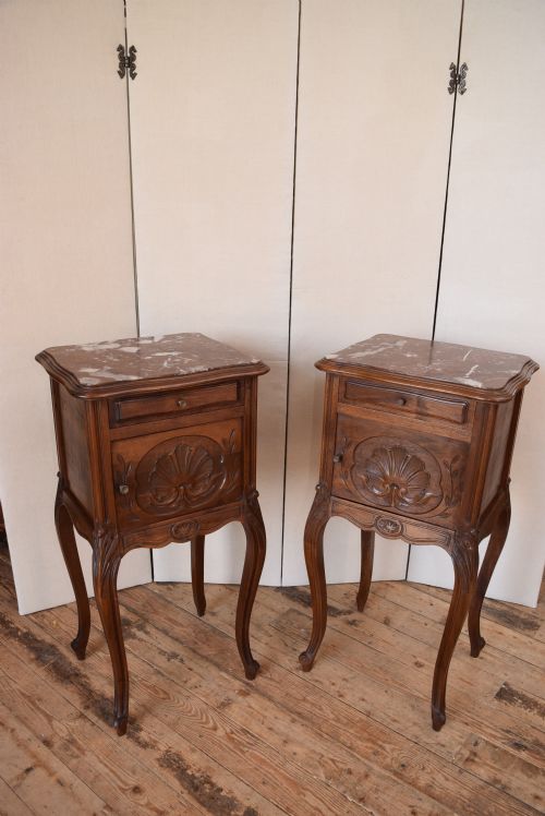 French Louis Xv Style Pair Bedside Cabinets