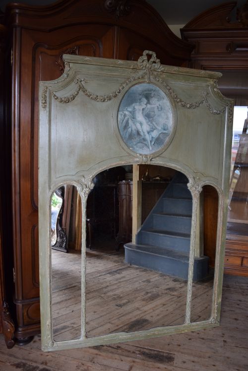 French Painted Trumeau Mirror