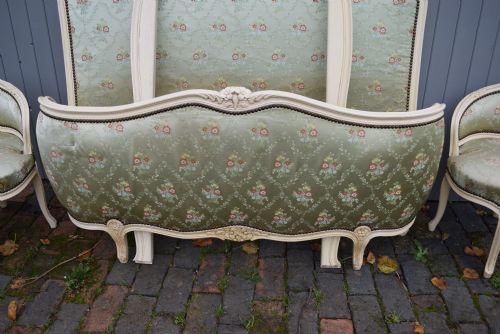 fig 1. FRENCH CORBEILLE BED & PAIR BEDROOM CHAIRS