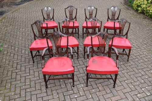 Set 10 Hepplewhite Style Dining Chairs