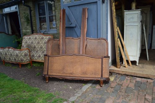 French Louis Xv Style Caned Walnut King Bed