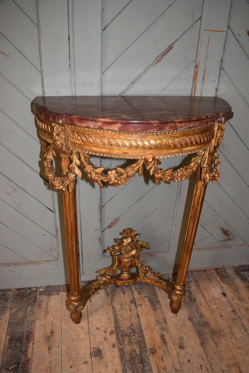 French Gilded Console Table