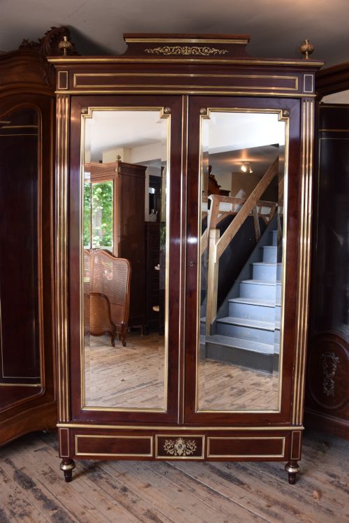 French Mahogany & Brass Armoire