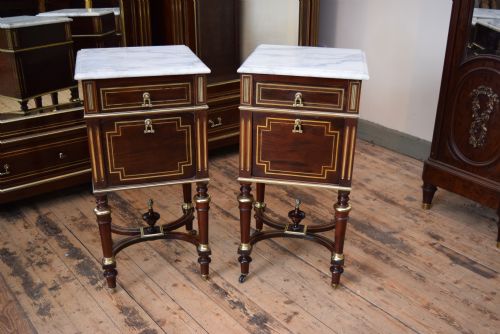 French Louis Xvi Style Matching Pair Bedside Cabinets