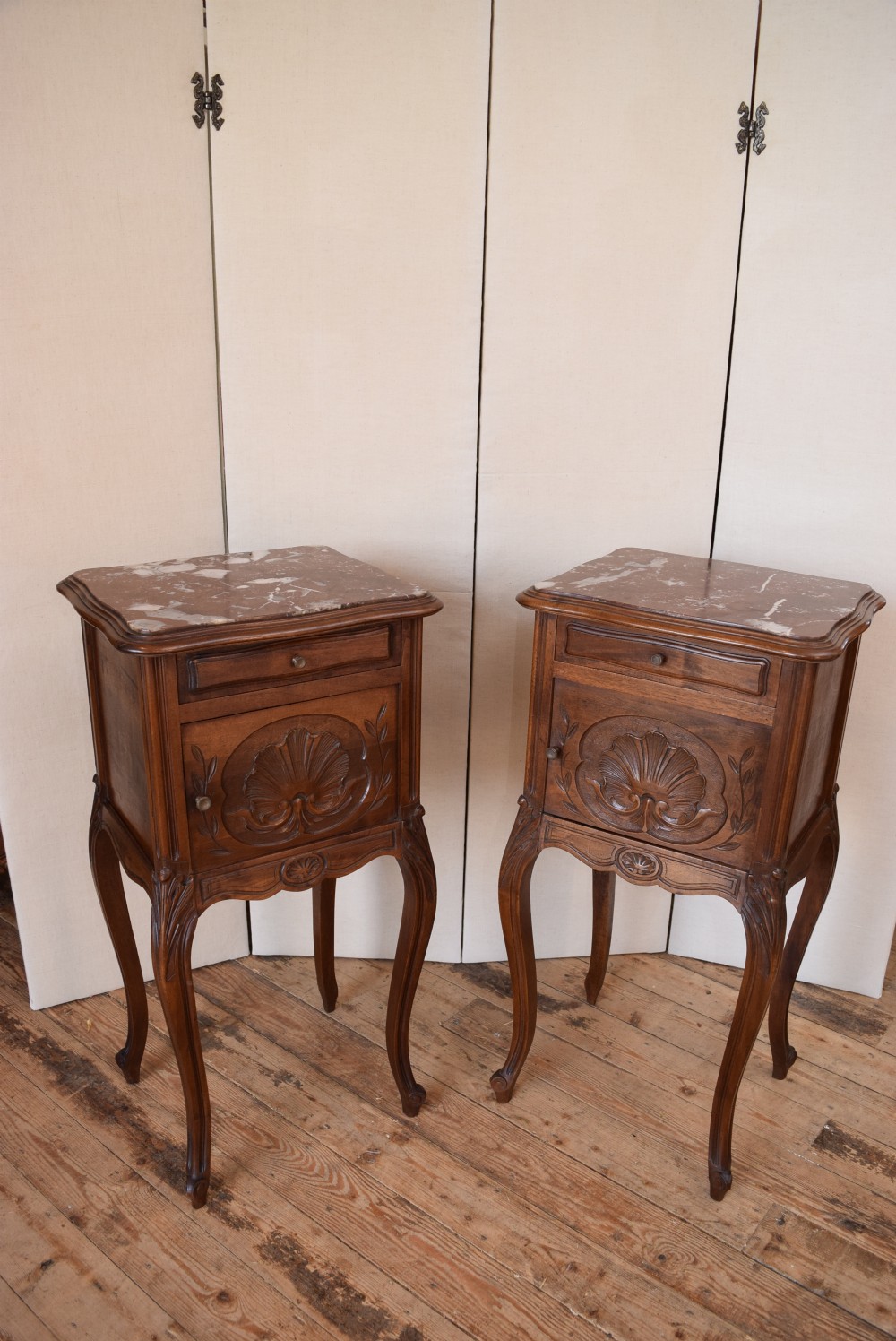 FRENCH LOUIS XV STYLE PAIR BEDSIDE CABINETS