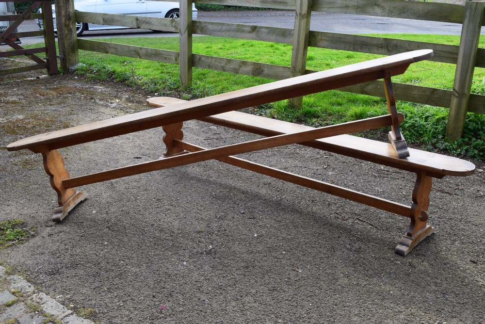FRENCH PAIR OAK BENCHES
