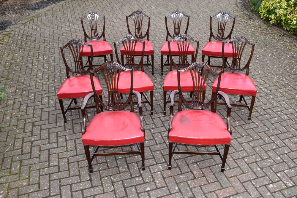 SET 10 HEPPLEWHITE STYLE DINING CHAIRS