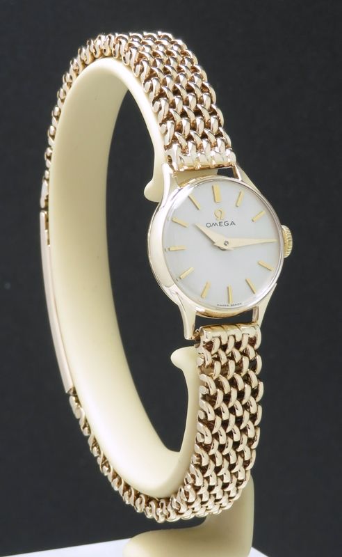 fig 1. MINT ORIGINAL CONDITION SOLID 9CT GOLD LADIES OMEGA COCKTAIL WATCH WITH BOX C1956