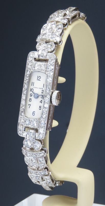 fig 2. ABSOLUTELY STUNNING LONGINES PLATINUM AND DIAMOND LADIES ART DECO COCKTAIL WATCH C1930