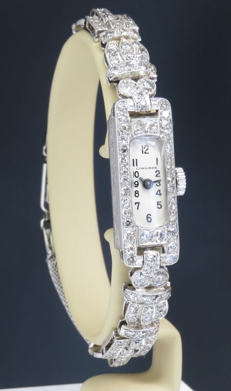 fig 3. ABSOLUTELY STUNNING LONGINES PLATINUM AND DIAMOND LADIES ART DECO COCKTAIL WATCH C1930