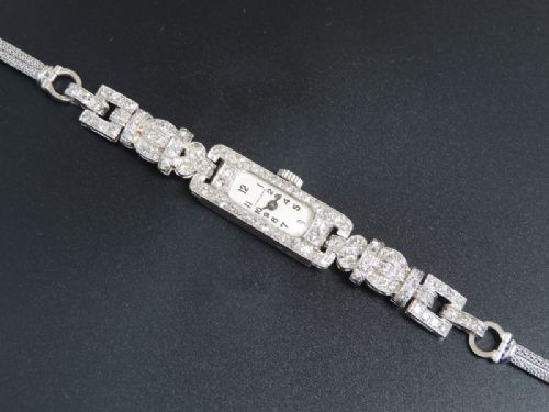 fig 4. ABSOLUTELY STUNNING LONGINES PLATINUM AND DIAMOND LADIES ART DECO COCKTAIL WATCH C1930