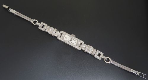 fig 5. ABSOLUTELY STUNNING LONGINES PLATINUM AND DIAMOND LADIES ART DECO COCKTAIL WATCH C1930