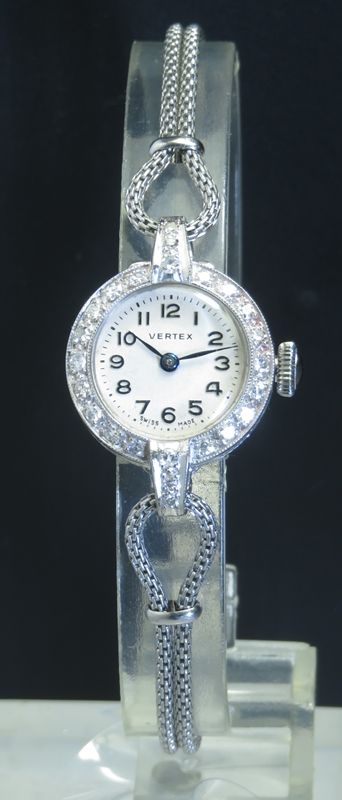 Lovely Solid 18ct White Gold and Diamond Vertex Ladies Cocktail Watch C1958