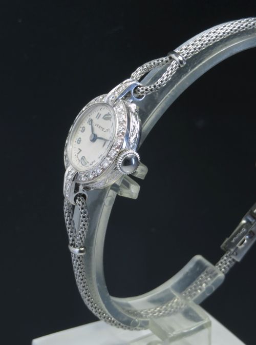 fig 2. LOVELY SOLID 18CT WHITE GOLD AND DIAMOND VERTEX LADIES COCKTAIL WATCH C1958
