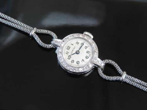 fig 6. LOVELY SOLID 18CT WHITE GOLD AND DIAMOND VERTEX LADIES COCKTAIL WATCH C1958