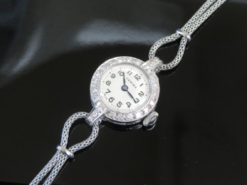 fig 7. LOVELY SOLID 18CT WHITE GOLD AND DIAMOND VERTEX LADIES COCKTAIL WATCH C1958