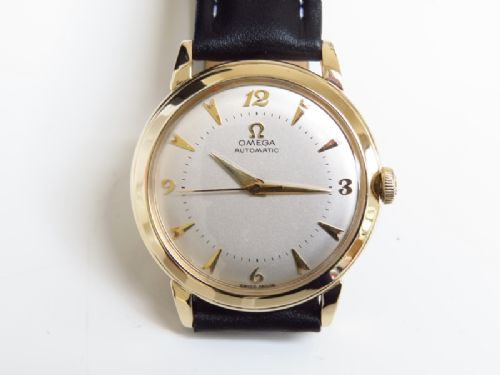 fig 2. WONDERFUL SOLID 14CT GOLD OMEGA AUTOMATIC BUMPER MENS VINTAGE WATCH C1949
