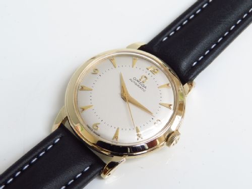 fig 5. WONDERFUL SOLID 14CT GOLD OMEGA AUTOMATIC BUMPER MENS VINTAGE WATCH C1949