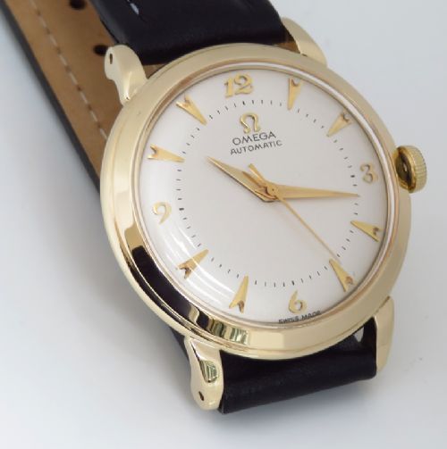 fig 6. WONDERFUL SOLID 14CT GOLD OMEGA AUTOMATIC BUMPER MENS VINTAGE WATCH C1949