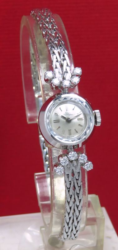 fig 2. BEAUTIFUL SOLID 18CT WHITE GOLD AND DIAMONDS GIRARD PERREGAUX LADIES COCKTAIL WATCH C1955