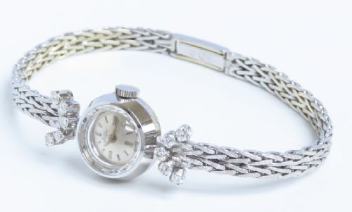 fig 4. BEAUTIFUL SOLID 18CT WHITE GOLD AND DIAMONDS GIRARD PERREGAUX LADIES COCKTAIL WATCH C1955