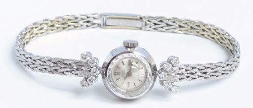 fig 5. BEAUTIFUL SOLID 18CT WHITE GOLD AND DIAMONDS GIRARD PERREGAUX LADIES COCKTAIL WATCH C1955
