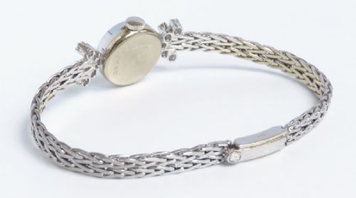 fig 6. BEAUTIFUL SOLID 18CT WHITE GOLD AND DIAMONDS GIRARD PERREGAUX LADIES COCKTAIL WATCH C1955