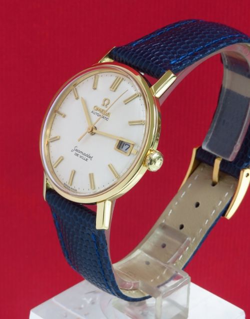 fig 1. STUNNING MINT ORIGINAL CONDITION SOLID 18CT GOLD OMEGA SEAMASTER DE VILLE AUTOMATIC CALIBRE 565 MENS VINTAGE WATCH WITH BOXES AND PAPERWORK C1968