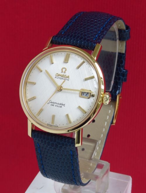 fig 2. STUNNING MINT ORIGINAL CONDITION SOLID 18CT GOLD OMEGA SEAMASTER DE VILLE AUTOMATIC CALIBRE 565 MENS VINTAGE WATCH WITH BOXES AND PAPERWORK C1968