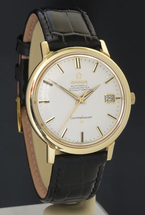 fig 2. SOLID 18CT GOLD OMEGA CONSTELLATION CHRONOMETER AUTOMATIC MENS WATCH WITH ORIGINAL BOX 1965