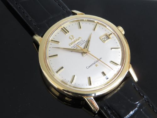 fig 3. SOLID 18CT GOLD OMEGA CONSTELLATION CHRONOMETER AUTOMATIC MENS WATCH WITH ORIGINAL BOX 1965