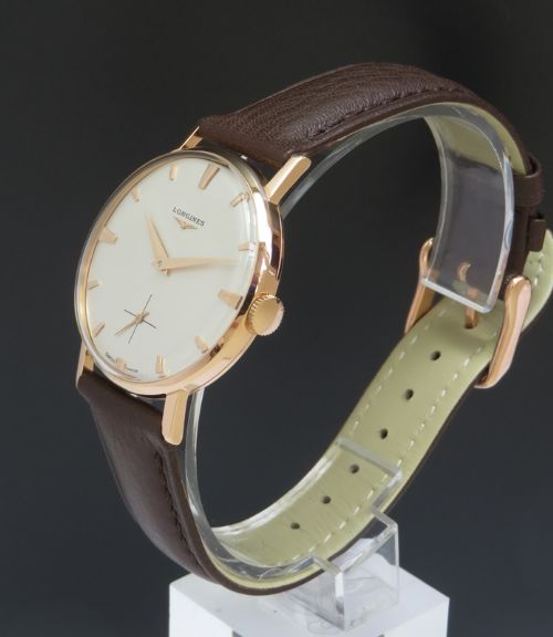 fig 1. SUPERB SOLID 18CT ROSE GOLD LONGINES 30L MENS VINTAGE WATCH C1966