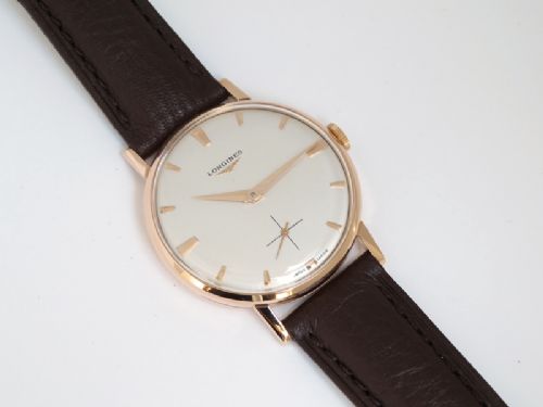 fig 3. SUPERB SOLID 18CT ROSE GOLD LONGINES 30L MENS VINTAGE WATCH C1966