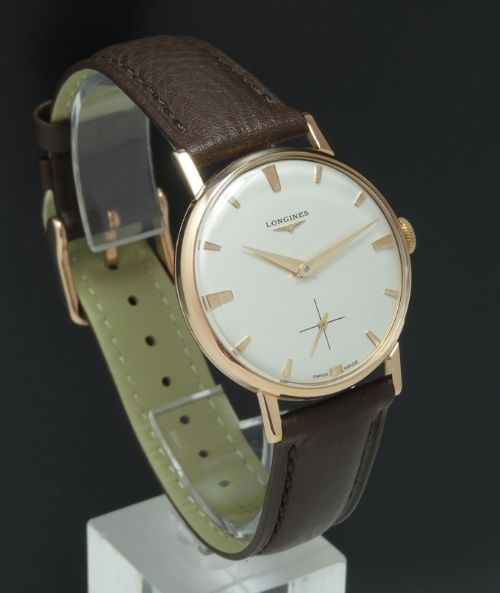 fig 5. SUPERB SOLID 18CT ROSE GOLD LONGINES 30L MENS VINTAGE WATCH C1966