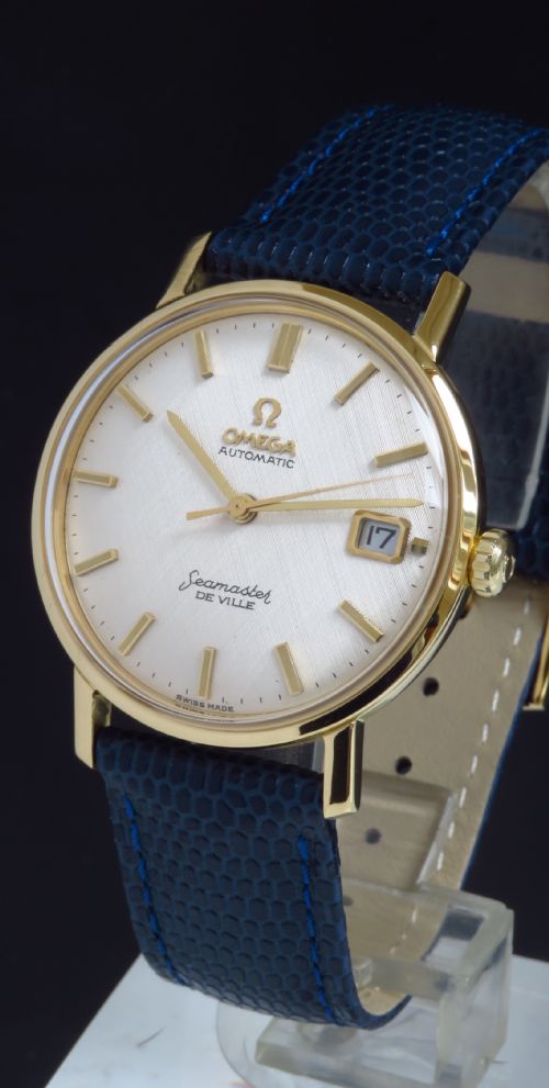 Stunning Mint Original Condition Solid 18ct Gold Omega Seamaster De Ville Automatic Calibre 565 Mens Vintage Watch with Boxes and Paperwork C1968