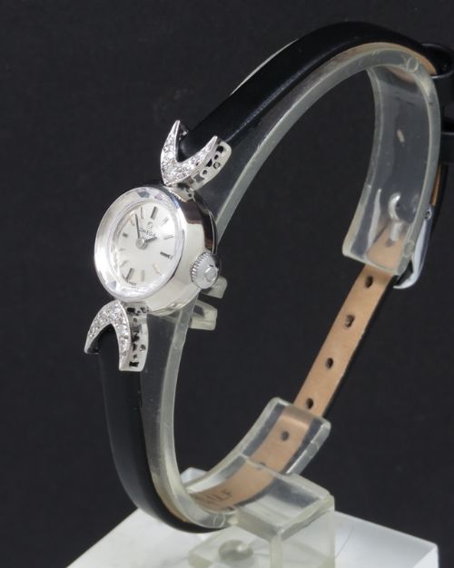 fig 1. LOVELY SOLID 18CT WHITE GOLD AND DIAMOND OMEGA LADIES COCKTAIL WATCH C1960