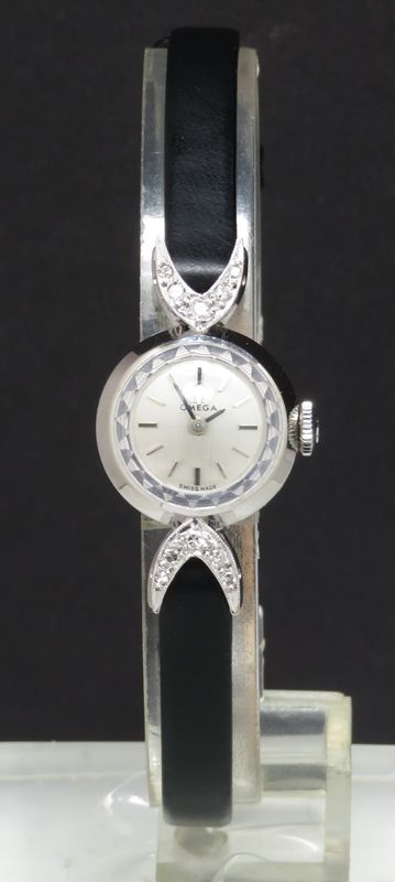 fig 2. LOVELY SOLID 18CT WHITE GOLD AND DIAMOND OMEGA LADIES COCKTAIL WATCH C1960
