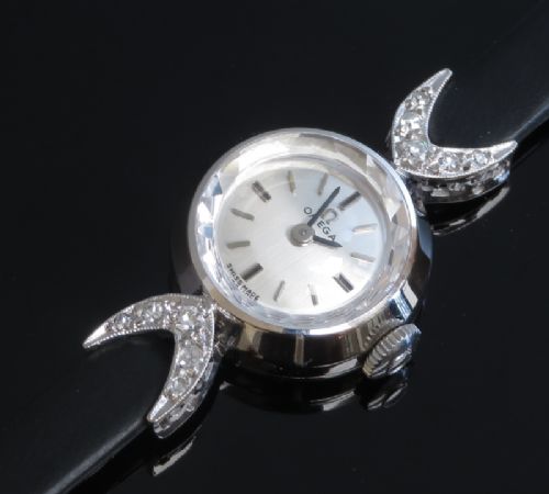 fig 4. LOVELY SOLID 18CT WHITE GOLD AND DIAMOND OMEGA LADIES COCKTAIL WATCH C1960