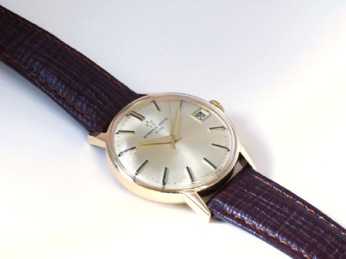 fig 1. LOVELY SOLID 9CT GOLD ETERNA-MATIC 1000 MENS VINTAGE WATCH RETAILED BY GARRARD THE CROWN JEWELLERS