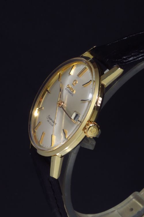 fig 2. SUPERB MINT ORIGINAL CONDITION SOLID 18CT 18K GOLD OMEGA SEAMASTER DE VILLE AUTOMATIC CALIBRE 565 MENS VINTAGE WATCH WITH BOX C1969